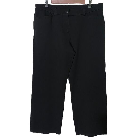 Eileen Fisher Wide Leg Stretch Pants L Black Minimalist Classic Capsule Wardrobe - Picture 1 of 7